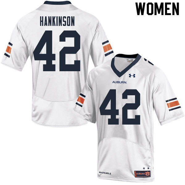 Women #42 Crimmins Hankinson Auburn Tigers College Football Jerseys Sale-White